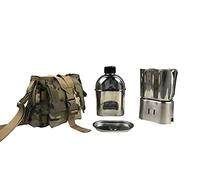 Jolmo Lander Military Canteen Cookware Set Camping Canteen Mess Kit Stainless Steel Canteen with Cup,Lid,Stove,Pouch (CAMO set)