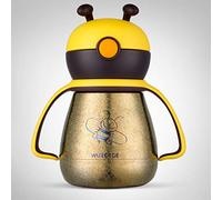 Jolmo Lander Titanium Double-Wall Weighted Straw Sippy Cup for Toddlers,Baby Water Bottle with Straw (Gold)