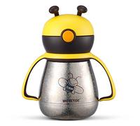 Jolmo Lander Titanium Double-Wall Weighted Straw Sippy Cup for Toddlers,Baby Water Bottle with Straw (Silver)