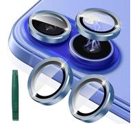 JOLOJO 2X2 Pack Alloy Metal Camera Lens Protector Compatible for iPhone 16 Plus /16,Camera Cover Ring Tempered Glass Screen,Anti-Scratch,Case Friendly,Ultra Clear-Blue