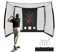 Joloofu Golf Hitting Net, 11x8 FT Golf Cage Net with Multi-Target Cloth, Carry Bag and Ground Stakes, for Backyard, Garage, Indoor and Outdoor Use, Black