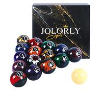 JOLORLY Dark Marble-Swirl AAA Quality Billiard Balls Complete Set of 16 Billiard Balls, 2.125" Regular Size and Weight, Professional Tournament Pool Table Balls