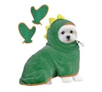 JOLOVE Dog Drying Coat Super Absorbent Dog Towels for Drying Dogs for After Bath Soft Dog Drying Towel Adjustable Dog Bathrobe for Bath, Swim, Wet Walk (Green Dinosaur, S)