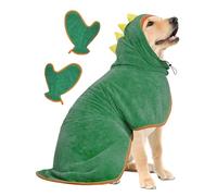 JOLOVE Dog Drying Coat Super Absorbent Dog Towels for Drying Dogs for After Bath Soft Pet Robe Towel Adjustable Pets Bathrobe for Bath, Swim, Wet Walk (Green Dinosaur, XL)