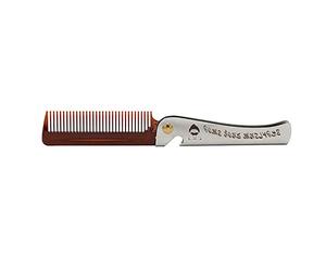 Jolsaawie 1 Pcs Brown Men Folding Pocket Comb PP Teeth Detangling Hair Beard Comb Metal Handle Foldable Combing Facial Mustache Comb