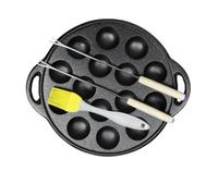 Jolsaawie 15 Holes Cast Iron Takoyaki Pan Octopuses Small Baking Pan for Pancake Balls Poffertjes Takoyaki Banh Khot