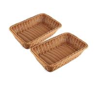 Jolsaawie 2 Pcs Rectangular Basket for Table or Counter Display for Bread,Fruits and Vegetables Wicker Baskets for Markets,Bakery