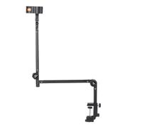 Jolsaawie Foldable Recording Microphone Holder Suspension Boom Scissor Arm Stand Holder with Mic Clip Table Mounting Clamp