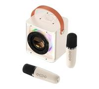 Jolsaawie Portable Mini Karaoke Machine Set Bluetooth Speaker Colorful Light Surround with 2 Wireless Microphones for Kid Adults B