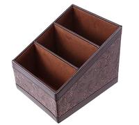 Jolsaawie Retro PU Leather Cosmetic Storage Box Remote Control Phone Holder Table Organizer for Home Office Storage Case