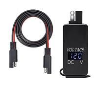 Jolsaawie SAE to USB Adapter with Voltmeter Motorcycle Quick Disconnect Plug with Waterproof Dual USB Charger for Smart Phone