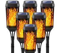 Joltix Solar Lights, 6 Pack Solar Flame Lights, IP65 Waterproof Solar Flickering Dancing Lights,Landscape Lighting Auto On/Off for Outdoor Garden Patio Pathway Yard Driveway Halloween Decorative.