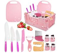 JoltJive 13PCS Kids Knife Set for Chopping, Kids Cooking Set with Foldable Storage Box and Crinkle Cutter, Kids Toys for 2 3 4 5 6Year Old Boys Girls, Montessori Toys for Christmas Birthday Gifts