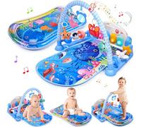 JoltJive Baby Play Mat with Tummy Time Water Mat, Activity Baby Play Piano Gym with 5 Sensory Toys for Babies, Music and Lights Baby Toys for 0-6 6-24 Months, Newborn Baby Toddlers Toys Gift
