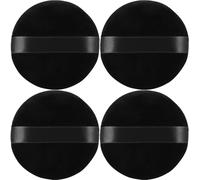 JOLY Round Powder Puff for Face Makeup Sponge Beauty Blender Velour Puffs Stocking Stuffers for Women to Make Up Loose Powder and Foundation (4Pcs_Black)
