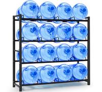 jolybebe 5 Gallon Water Bottle Holder, 5 Gallon Water Jug Stand, 5 Gallon Water Bottle Storage Rack for 6/8 Bottles, Water Jug Organizer for Home Office, garage,Sturdy and Durable (16-slots, Black)