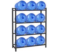 jolybebe 5 Gallon Water Jug Holder for 12 Bottles Without Wobbling, New Upgraded Heavy Duty 4 Tier Thicken Water Bottle Storage Rack for Home, Office, Kitchen, Warehouse, Garages Black