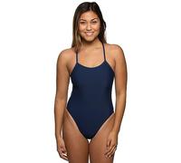 Jolyn Jackson 4 Tie Back Women's Athletic One Piece Swimsuit for Competitive Swimming, Lifeguarding, Medium-Full Coverage, Navy, 36