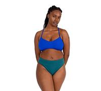 JOLYN Zoe High-Waisted Bikini Bottom, Cheeky Women's Athletic Swimsuit Bottom, Sport Bathing Suit Bottom for Women, Peacock, Large