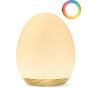 JolyWell Night Light for Kids with Color Changing Mode & Dimming Function, Rechargeable Baby Egg Night Light with 1 Hour Timer&Touch Control, up to 100H, Wood Grain
