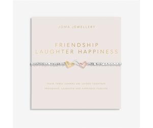 Joma 3 Tone Interlocked Friendship Laughter Happiness Bracelet - Silver