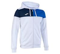 Joma Men's Crew V Hooded Jacket, White Royal Navy, 14-15 años