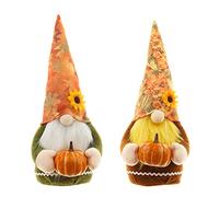 JOMA-E Shop 2 Pcs Autumn Gnomes, Halloween Gnomes Plush Decor, Harvest Festival Thanksgiving Handmade Elf Dwarf Faceless Doll Ornaments, Home Farmhouse Desktop Gnome Plush Toy (Orange)
