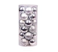 JOMA-E Shop 24Pcs 6CM Christmas Tree Baubles Onaments Xmas Plastic Christmas Tree Ball Hanging Decorations for Party Garden (Sliver)