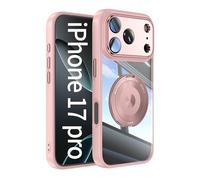 JOMA-E Shop Clear Case for iPhone 17 Pro 6.3-Inch, Compatible with MagSafe, 360-Degree Rotating Stand Military-Grade Shockproof, Scratch-Resistant Back, Magnetic Phone Case (Pink, for iPhone 17 Pro)
