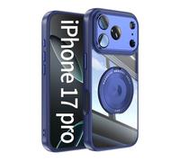 JOMA-E Shop Clear Case for iPhone 17 Pro 6.3-Inch, Compatible with MagSafe, 360-Degree Rotating Stand Military-Grade Shockproof, Scratch-Resistant Back, Magnetic Phone Case (Blue, for iPhone 17 Pro)