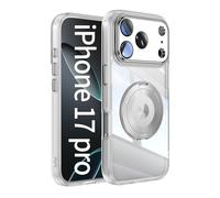 JOMA-E Shop Clear Case for iPhone 17 Pro 6.3-Inch, Compatible with MagSafe, 360-Degree Rotating Stand Military-Grade Shockproof, Scratch-Resistant Back, Magnetic Phone Case (White, for iPhone 17 Pro)