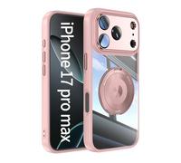 JOMA-E Shop Clear Case for iPhone 17 Pro Max 6.9-Inch, Compatible with MagSafe, 360-Degree Rotating Stand Military-Grade Shockproof, Scratch-Resistant Back, Magnetic Phone Case (Pink)