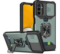 JOMA-E Shop for Samsung A32 5G Case with Screen Protector, Sliding Camera Cover and Card Holder, Ring Kickstand Military Shockproof Full Body Protective Shell for Samsung Galaxy A32 (A32 5G,Green)