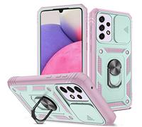 JOMA-E Shop for Samsung Galaxy A33 5G Case with Slide Camera Cover, Ring Holder Military Grade Protective Silicone Shockproof Tough Armor Hard Mobile Phone Cover for Samsung A33 (Pink)