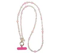 JOMA-E Shop Phone Lanyard Crossbody Stylish Anti-Theft Strap with Phone Tabs, Detachable Chain for iPhone Pearl Beads Charm Chain, Cellphone Neck Holder for Women (D)