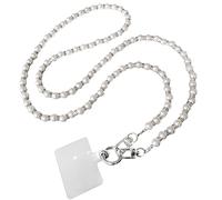 JOMA-E Shop Phone Lanyard Crossbody Stylish Anti-Theft Strap with Phone Tabs, Detachable Chain for iPhone Pearl Beads Charm Chain, Cellphone Neck Holder for Women (B)