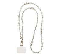 JOMA-E Shop Phone Lanyard Crossbody Stylish Anti-Theft Strap with Tabs, Detachable Chain for iPhone Pearl Beads Charm Chain, Cell Phone Neck Holder for Women (E)
