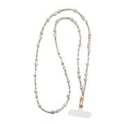 JOMA-E Shop Phone Lanyard Crossbody Stylish Anti-Theft Strap with Tabs, Detachable Chain for iPhone Pearl Beads Charm Chain, Cell Phone Neck Holder for Women (C)