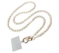 JOMA-E Shop Phone Lanyard Crossbody Stylish Anti-Theft Strap with Tabs, Detachable Chain for iPhone Pearl Beads Charm Chain, Cell Phone Neck Holder for Women (A)