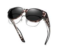 JOMA-E Shop Polarized Sunglasses Fit Over Glasses for Women Oversized Wrap Around Sunglasses Trendy Frame UV Protection Lightweight for Daily Wear & Driving (Grey Tortoise Frame Grey Lens)