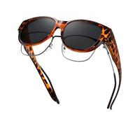 JOMA-E Shop Polarized Sunglasses Fit Over Glasses for Women Oversized Wrap Around Sunglasses Trendy Frame UV Protection Lightweight for Daily Wear & Driving (Tortoise Frame Gray Lens)