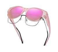 JOMA-E Shop Polarized Sunglasses Fit Over Glasses for Women Oversized Wrap Around Sunglasses Trendy Frame UV Protection Lightweight for Daily Wear & Driving (Pink Frame Pink Lens)