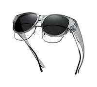 JOMA-E Shop Polarized Sunglasses Fit Over Glasses for Women Oversized Wrap Around Sunglasses Trendy Frame UV Protection Lightweight for Daily Wear & Driving (Black Frame Dark Gray Lens)