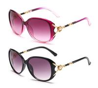 JOMA-E Shop Sunglasses Womens Polarised Vintage Fashion Ladies Sun Glasses Big Frame Oversized Shades UV400 Protection (Black&Purple)