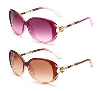 JOMA-E Shop Sunglasses Womens Polarised Vintage Fashion Ladies Sun Glasses Big Frame Oversized Shades UV400 Protection (Purple&Brown)