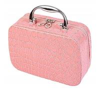 JOMA E-Shop Women Stone Pattern Cosmetic Case Cosmetic Bag Crocodile Effect Vanity Make Up Organiser Bag Box - Makeup/Cosmetic/Nail Polish Storage Case(Pink)