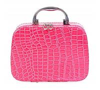 JOMA E-Shop Women Stone Pattern Cosmetic Case Cosmetic Bag Crocodile Effect Vanity Make Up Organiser Bag Box - Makeup/Cosmetic/Nail Polish Storage Case(Rose Red)