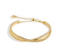Joma Jewellery Bracelet Bar CZ Crossover Gold Tone Bangle 6cm