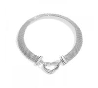 Joma Silver Style Heart Clasp Mesh Bracelet - Silver
