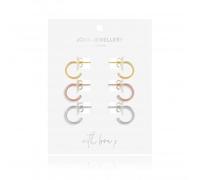 Joma Jewellery Ella Flat Gold Silver And Rose Gold Earrings 4474 - Signature - Sterling Silver / Brass